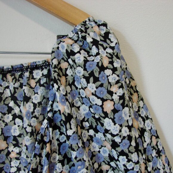 Floral Tie Front Wrap Blouse SHEIN Curve Lavender Purple Pink Black Plus 4XL 4X - Picture 4 of 12